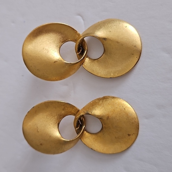 Satin Goldtone Hanging Pierced Earrings - Picture 2 of 6